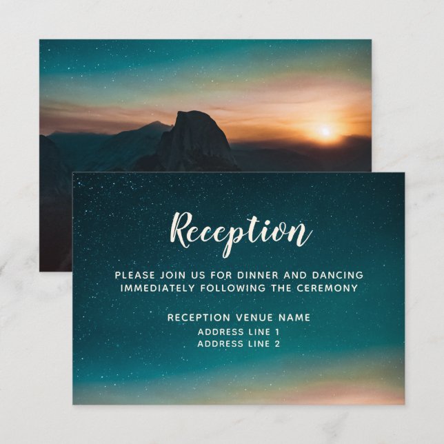Carte de réception Sunrise Mountain Sky Night Gala (Devant / Derrière)