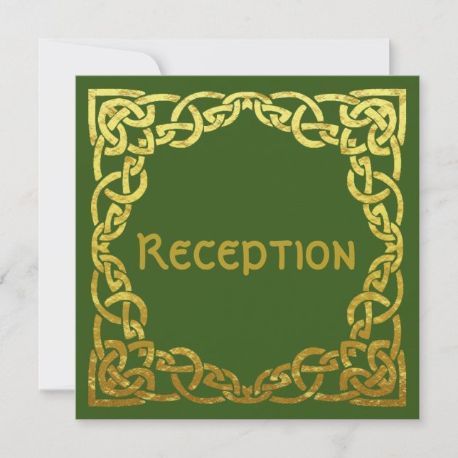 Carte de réception verte avec faux or pour mariage (Devant)