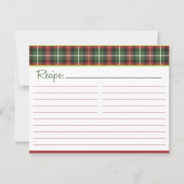 Carte de recette à carreaux de Noël (Devant)