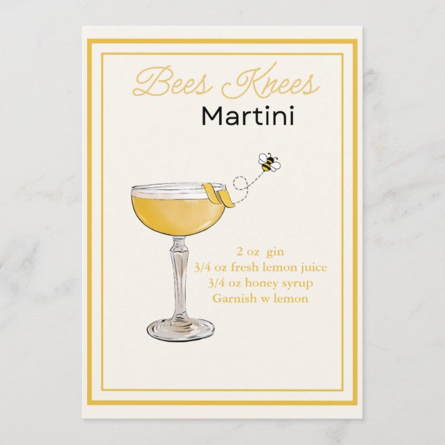Carte de recette à genoux pour abeilles modifiable (Devant)