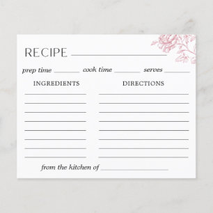 Carte de recette à la chinoiserie florale rose