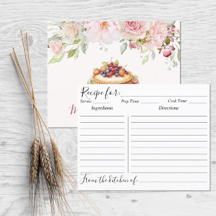 Carte de recette à pâte florale à fleurs rose pâle