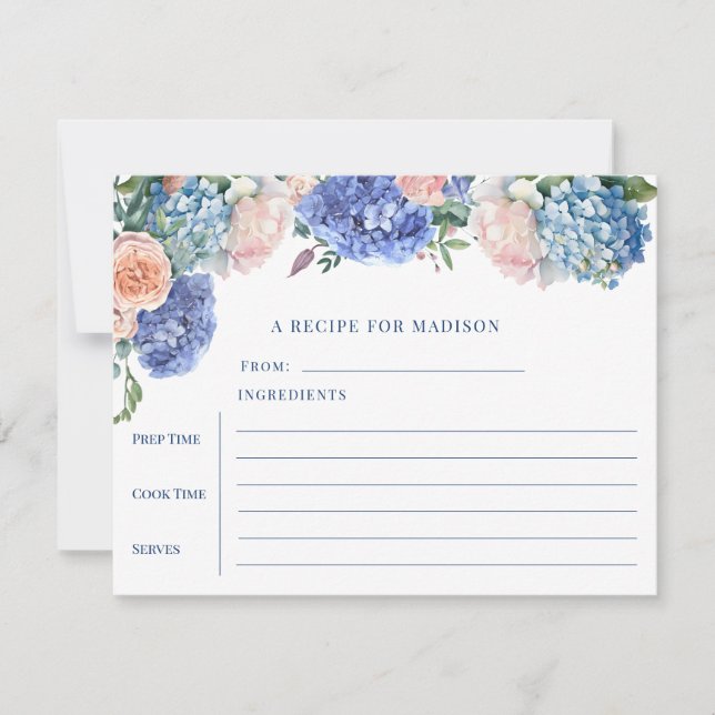 Carte de recette à thé Blue Hydrangea Fête des mar (Devant)