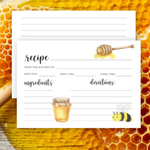 Carte de recette abeille aquarelle