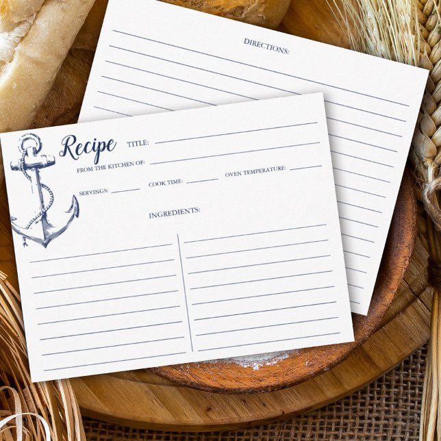 Carte de recette Ancre bleue marine marine plus pe (Créateur téléchargé)