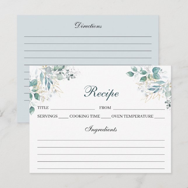 Carte de recette aquarelle (Devant / Derrière)