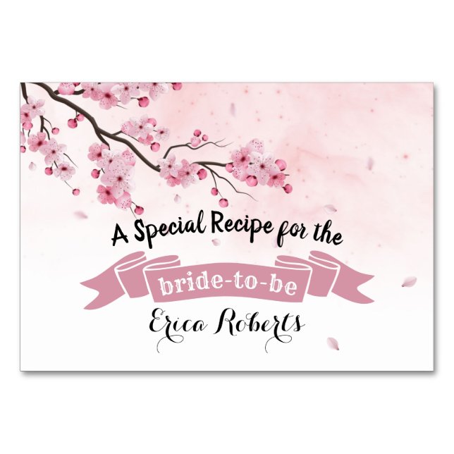 Carte de recette | Aquarelle rose Fête des mariées (Devant)
