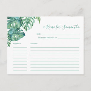 Carte de recette Aquarelle Tropica Monstera Palm L