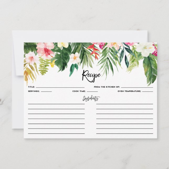 Carte de recette Aquarelle Tropical Floral Garland (Devant)
