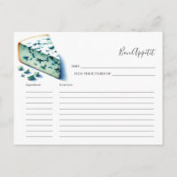 Carte de recette au fromage bleu aquarelle