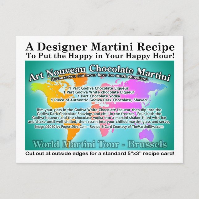 Carte de recette au martini au chocolat Art nouvea (Devant)