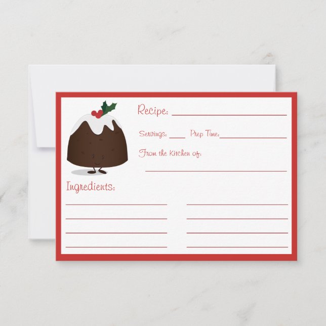 Carte de recette blanche du personnage de pouding  (Devant)
