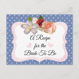 Carte de recette bleue et Rose or rose pâle