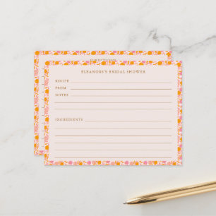 Carte de recette Boho Rose Orange Floral Fête des 