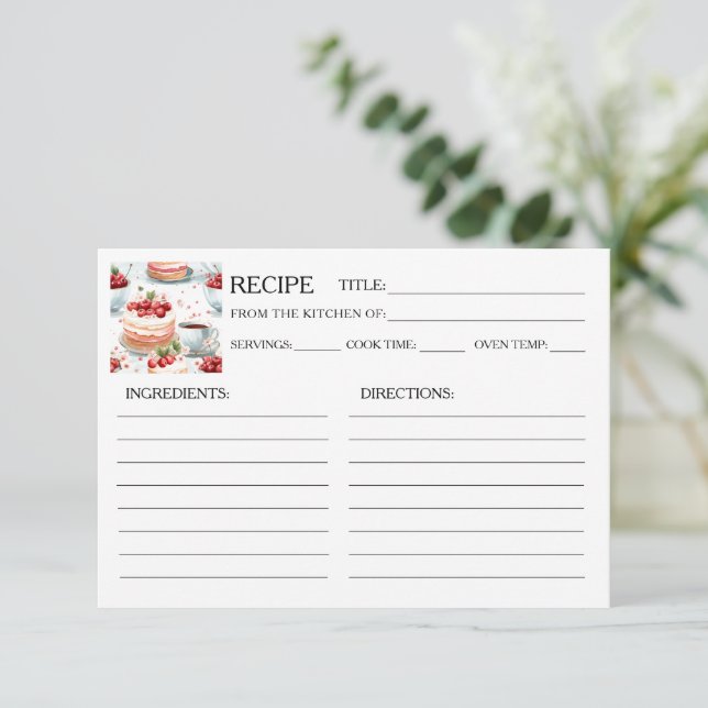 Carte de recette café et gâteau cerise (Debout devant)