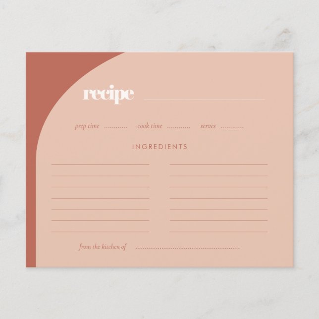 Carte de recette chic pêche en terre cuite arc (Devant)