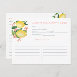 Carte de recette citrons rose doux Fleurs de texte