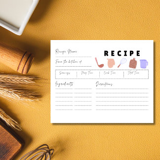 Carte de recette confortable dessinée à la main
