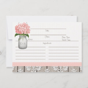 Carte de recette Couples Pink Hydrangea Mason Jar