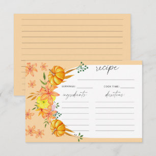 Carte de recette d'arche florale et de citrouille