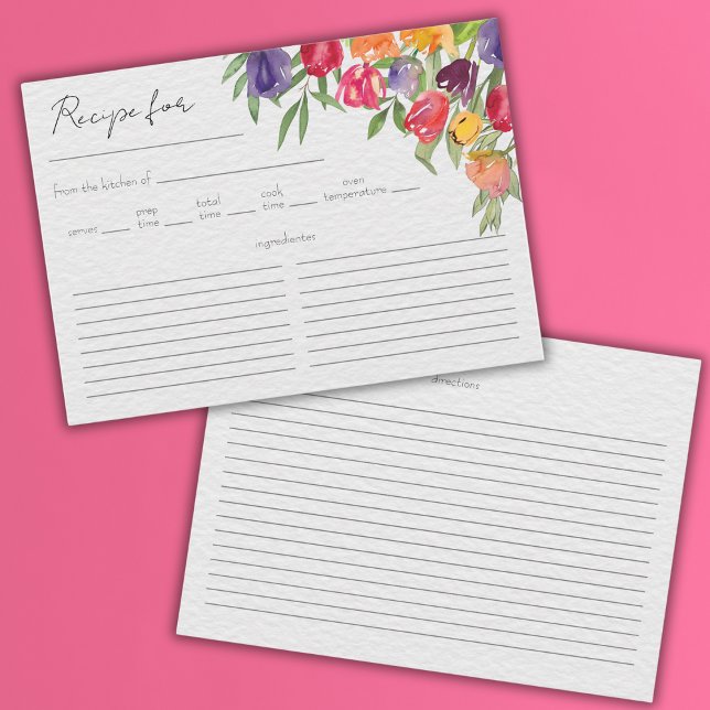 Carte de recette de Baby Shower aux tulipes et ver (Créateur téléchargé)