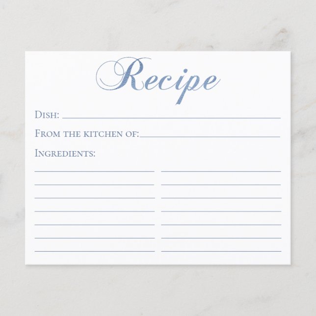 Carte de recette de Baby Shower de mariage Dusty B (Devant)