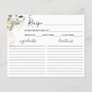 Carte de recette de Baby Shower de verdure