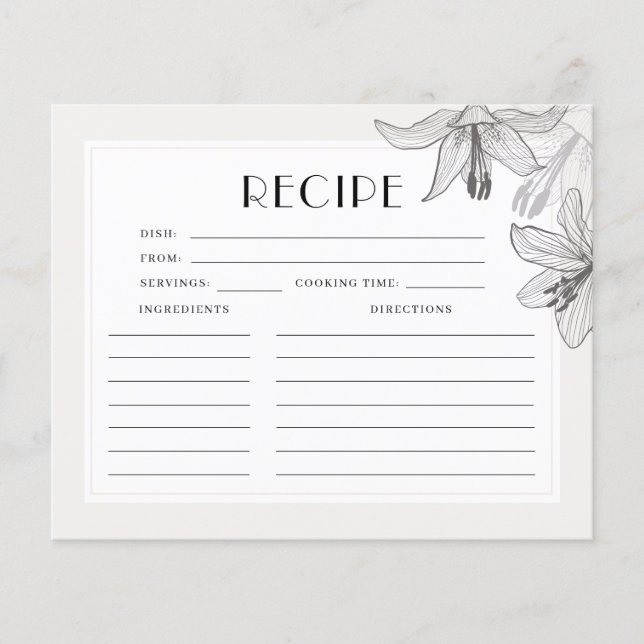 Carte de recette de Baby Shower Fleurs de Lys (Devant)
