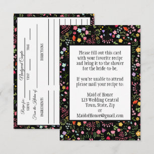 Carte de Recette de Baby Shower Fleurs Sauvages su
