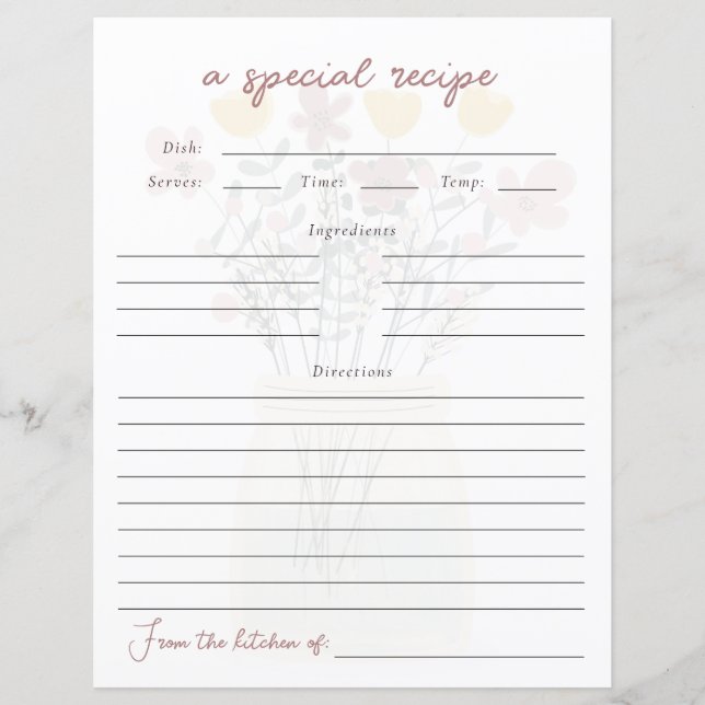 Carte de recette de Baby Shower Floral pour la mar (Devant)