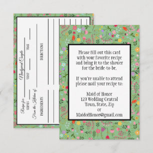 Carte de recette de Baby Shower "Jardin de fleurs