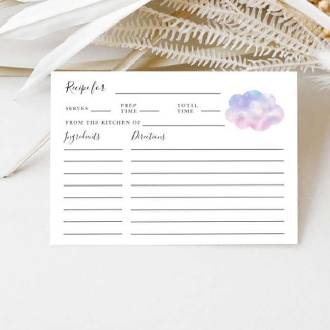 Carte de recette de Baby Shower Mariage Nuage Rêve (Créateur téléchargé)