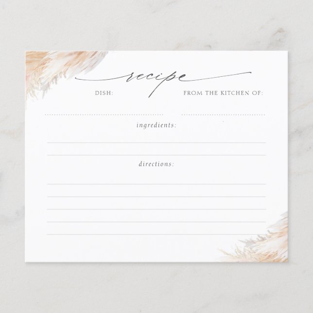 Carte de recette de Baby Shower Pampa (Devant)