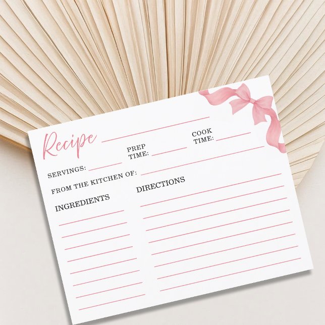 Carte de recette de Baby Shower Rose pâle Mignonne (Créateur téléchargé)