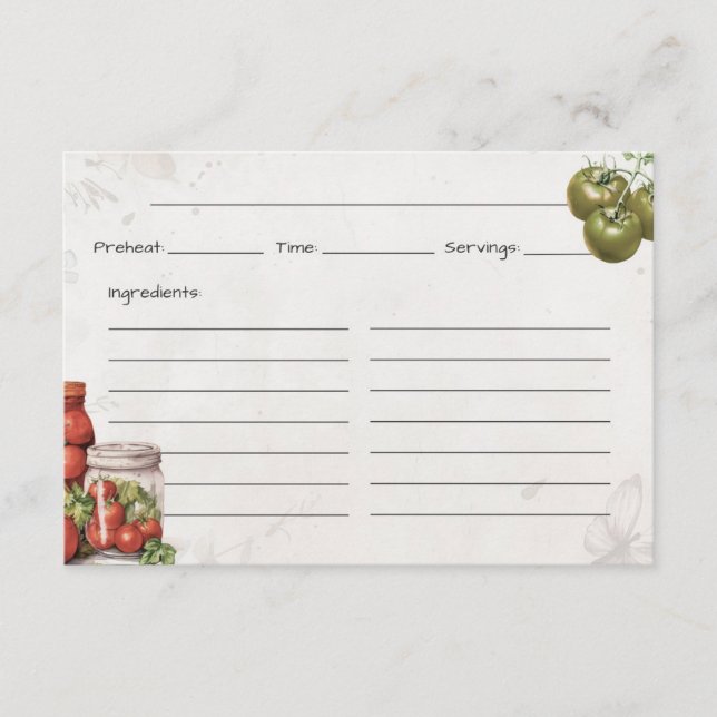Carte de recette de base de la pâte de tomate (Devant)