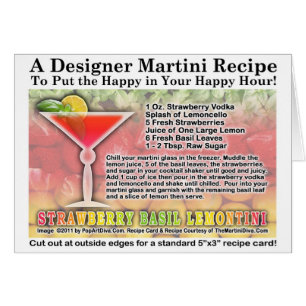 Carte de recette de Basil Martini de fraise
