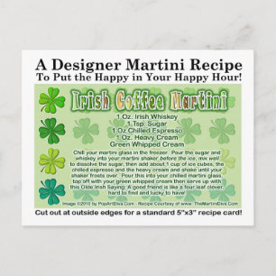 Carte de recette de café irlandais St. Patrick's D