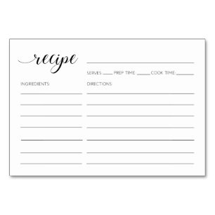 Carte de recette de calligraphie minimaliste éléga