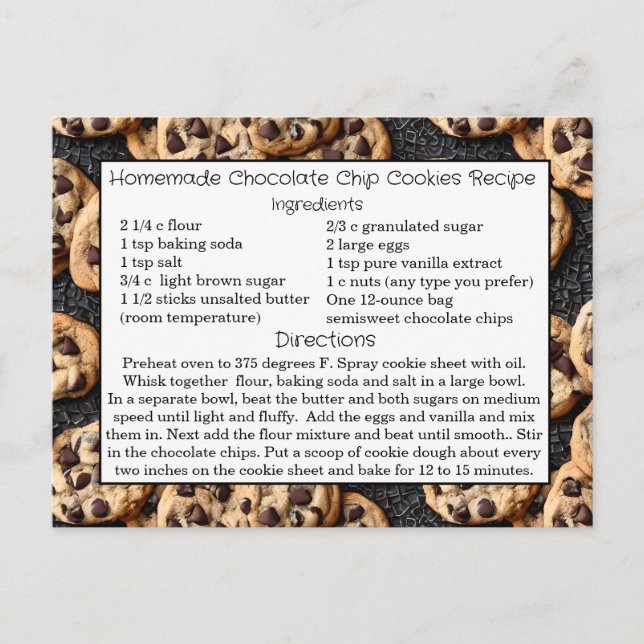 Carte de recette de chips au chocolat maison (Devant)