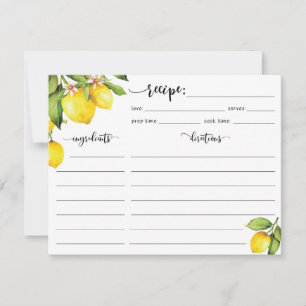 Carte de recette de citron