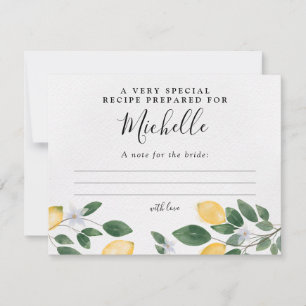 Carte de recette de citron et de verdure de l'aqua