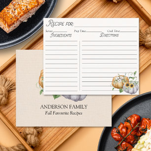 Carte de recette de coton de tournesol de citrouil