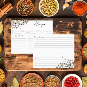 Carte de recette de couleur Fleur sauvage d'aquare