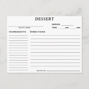 Carte de recette de dessert de Fête des mariées