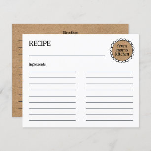 Carte de recette de doodle rustique de la CUISINE