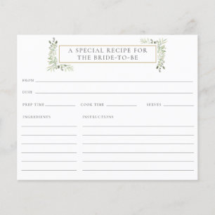 Carte de recette de douche de mariée à aquarelle v
