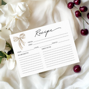 Carte de recette de douche de mariée à ruban blanc