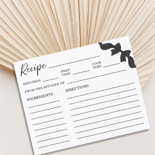Carte de recette de douche de mariée à ruban noir
