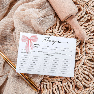 Carte de recette de douche de mariée à ruban rose
