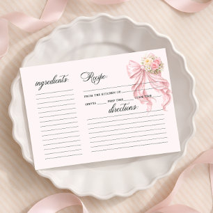 Carte de recette de douche de mariée à ruban rose